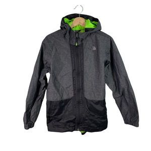 The North Face Kids Raincoat - Charcoal and Black with Lime Accents